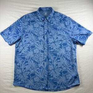 Nicoby Button Down Shirt Mens XL Tropical Floral Blue Modal Blend Vacation Beach